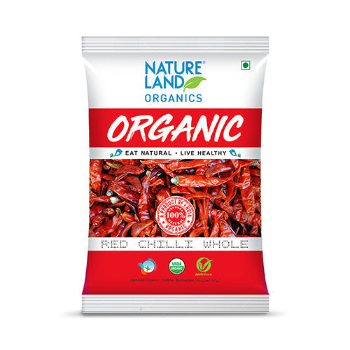 Natureland Organic Red Chilli Whole - 50 gms - Veeha Foods