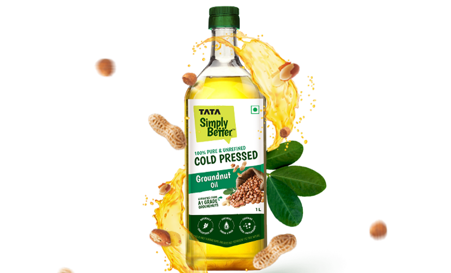 TATA SIMPLY BETTER GROUND NUT OIL 1L 100% PURE and UNREFINED COLD PRESSED OIL