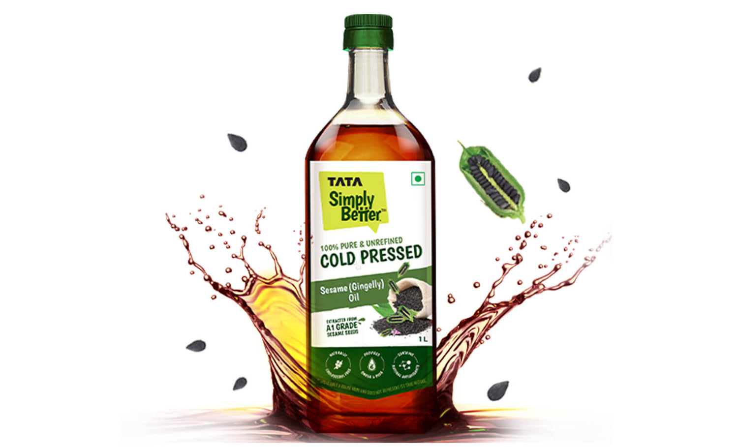 TATA SIMPLY BETTER SESAME OIL 1L 100% PURE and UNREFINED COLD PRESSED OIL