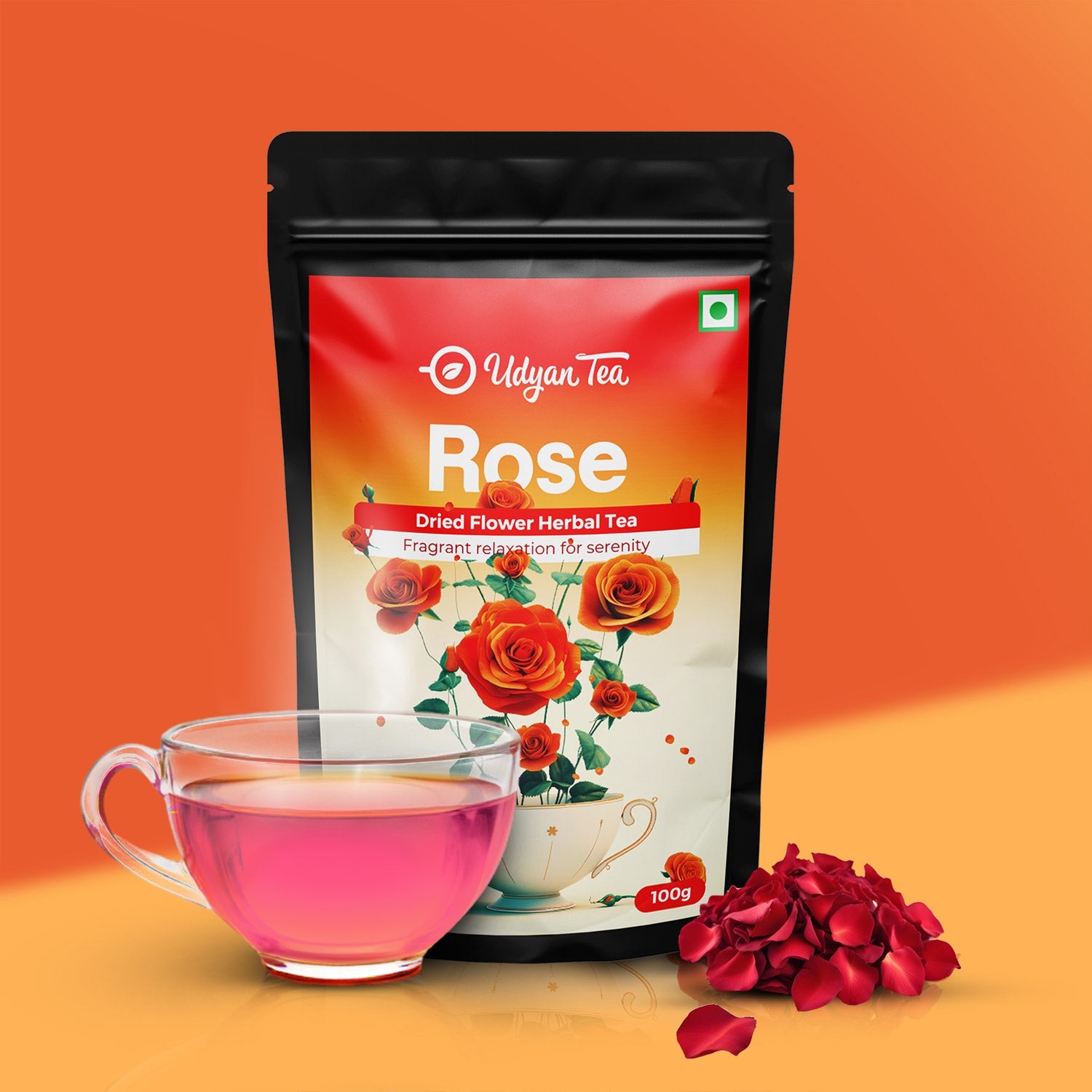 Udyan Tea Rose Pure Herbal Tea - 100 gms - Veeha Foods
