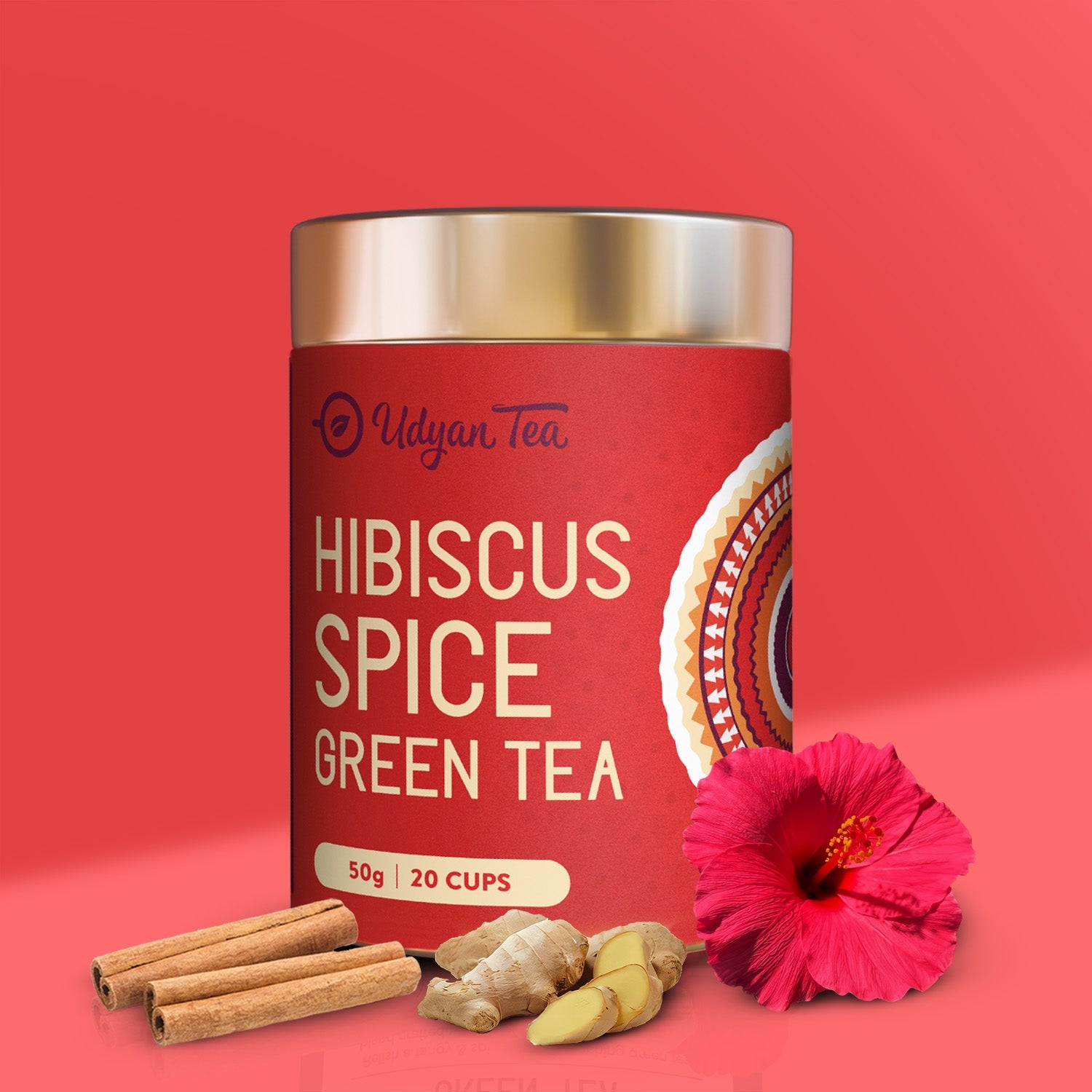 Udyan Tea Hibiscus Spice Green Tea - Veeha Foods