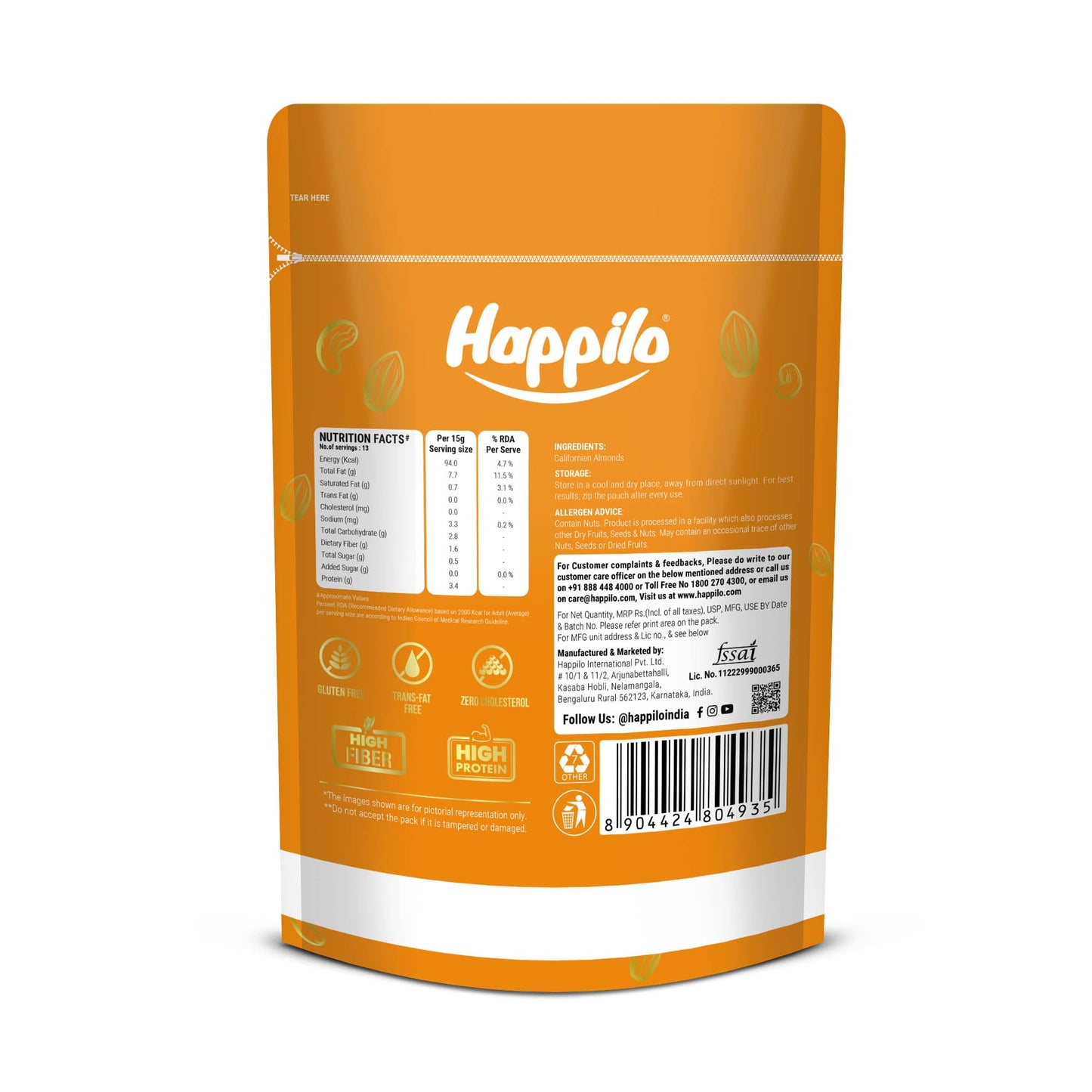 Happilo 100% Natural Jumbo Californian Almonds