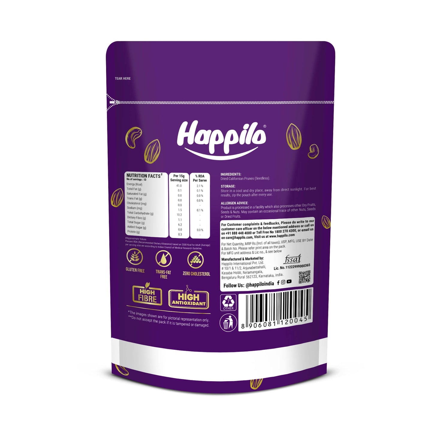 Happilo Premium Dried Californian Pitted Prunes