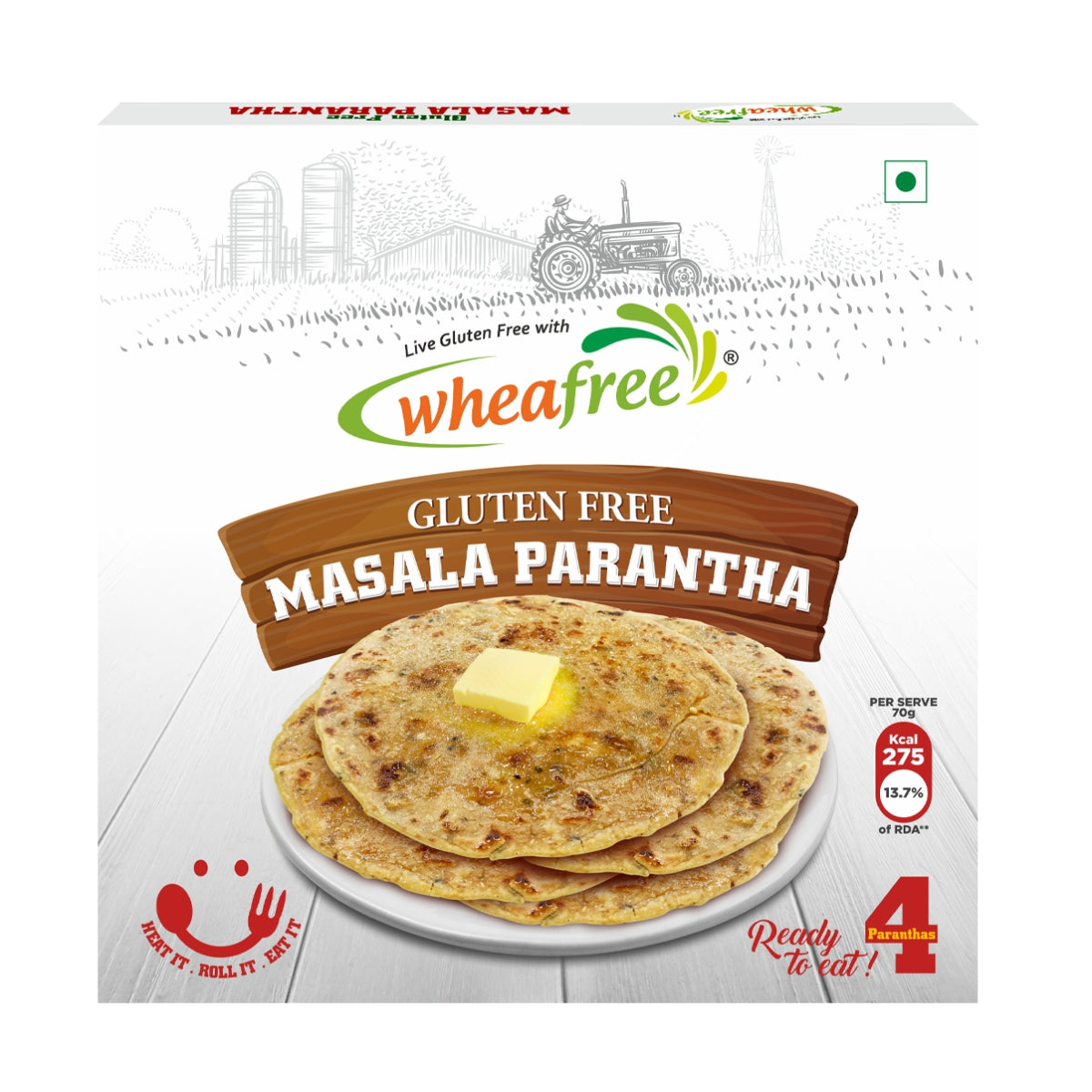 Gluten Free Ready to Eat Masala Parantha (4Pc)