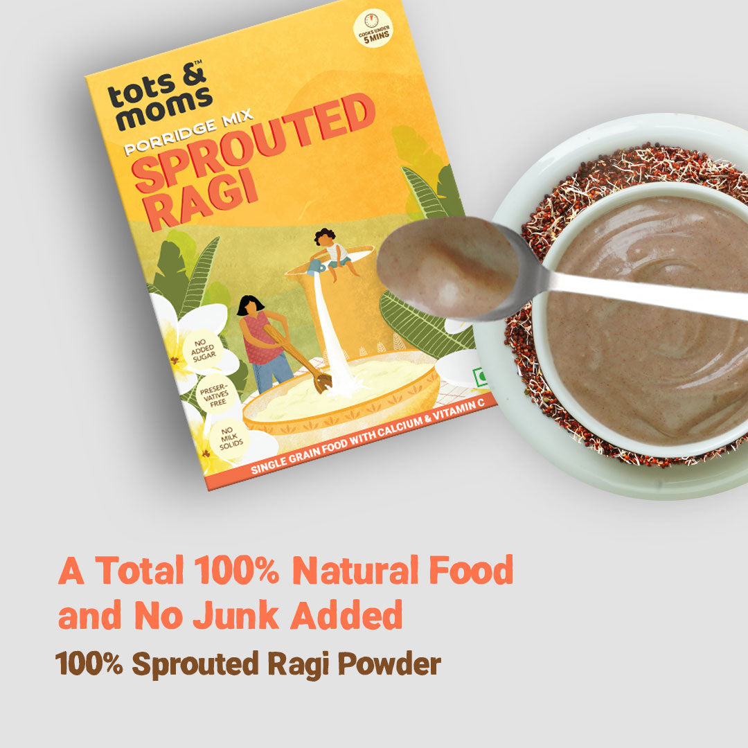 Tots and Moms Sprouted Ragi Powder - 200 gms - Veeha Foods