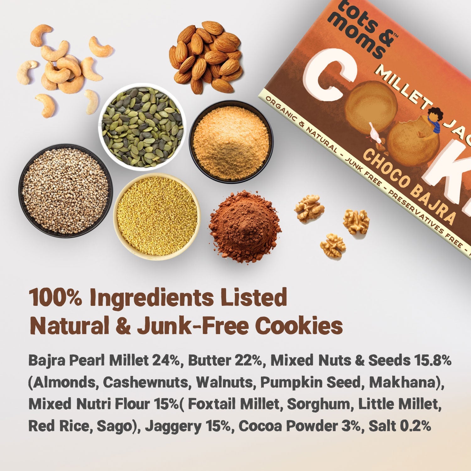 Tots and Moms Healthy & Nutritious Millet & Jaggery Cookies - 150 gms ...