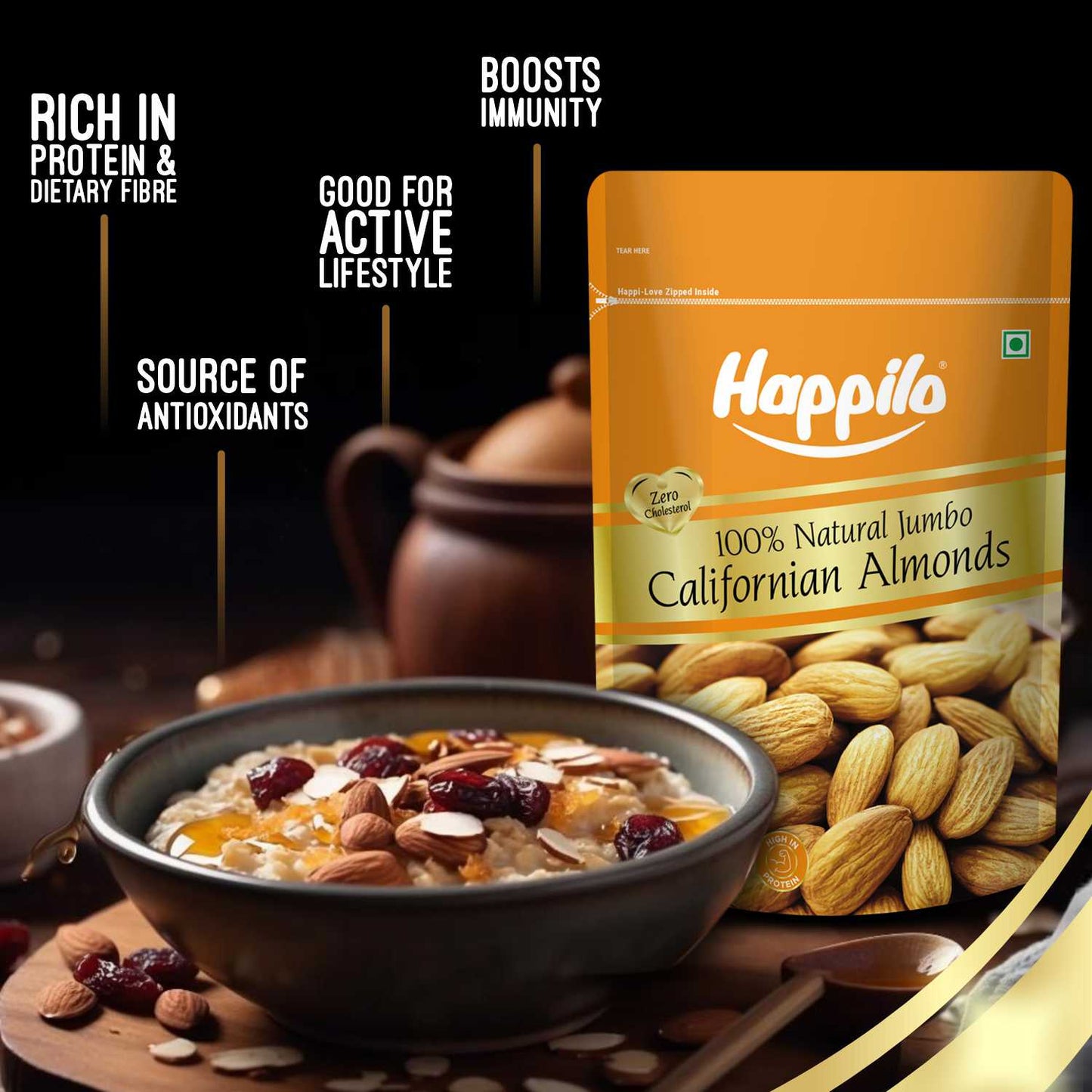 Happilo 100% Natural Jumbo Californian Almonds