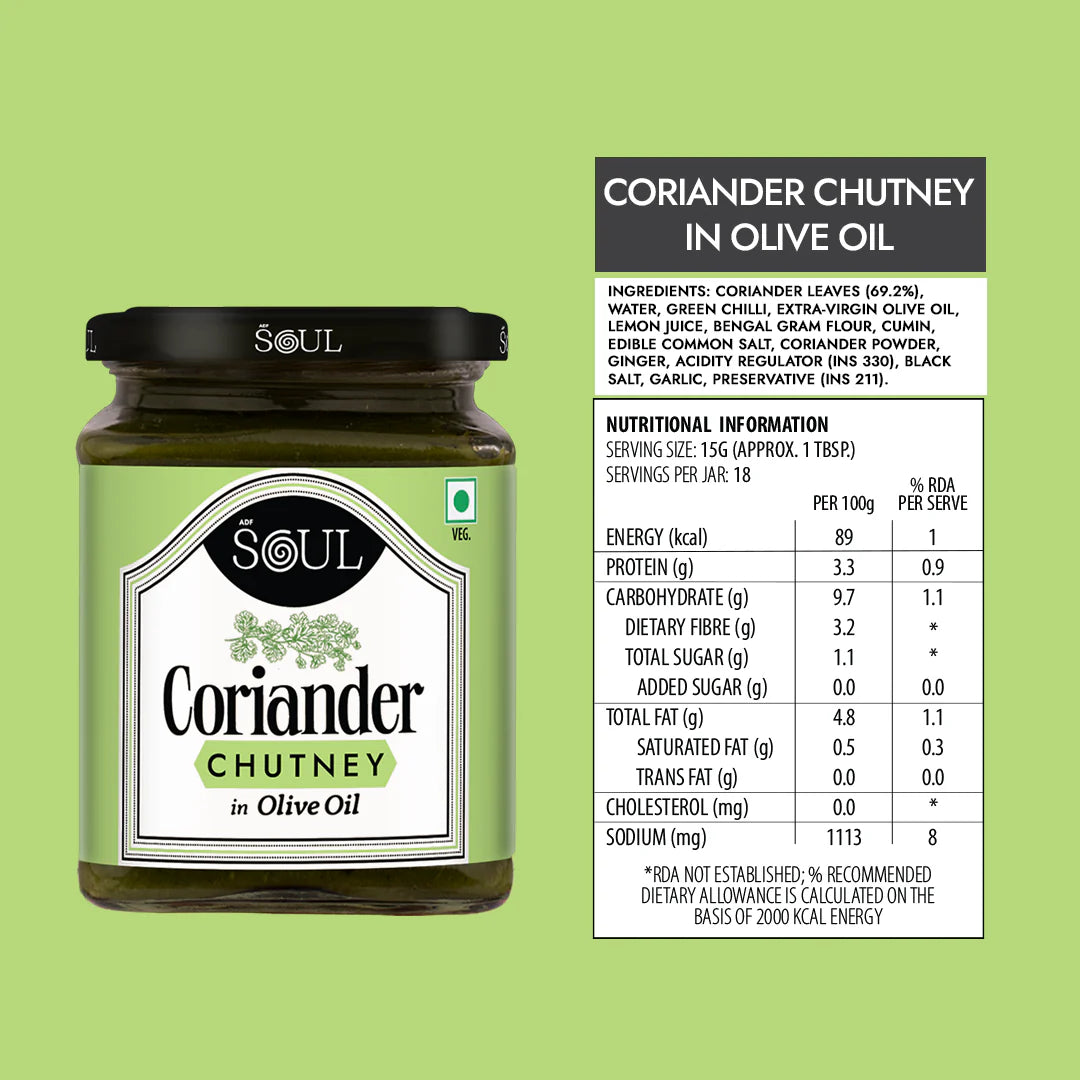 Coriander Chutney in Olive Oil