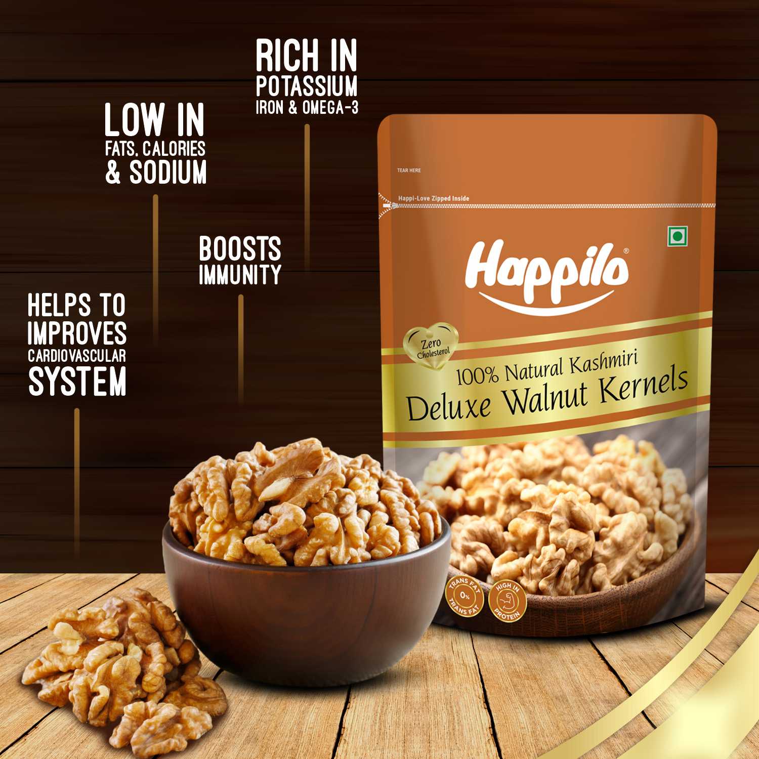 Happilo 100% Natural Deluxe Kashmiri Walnut Kernels