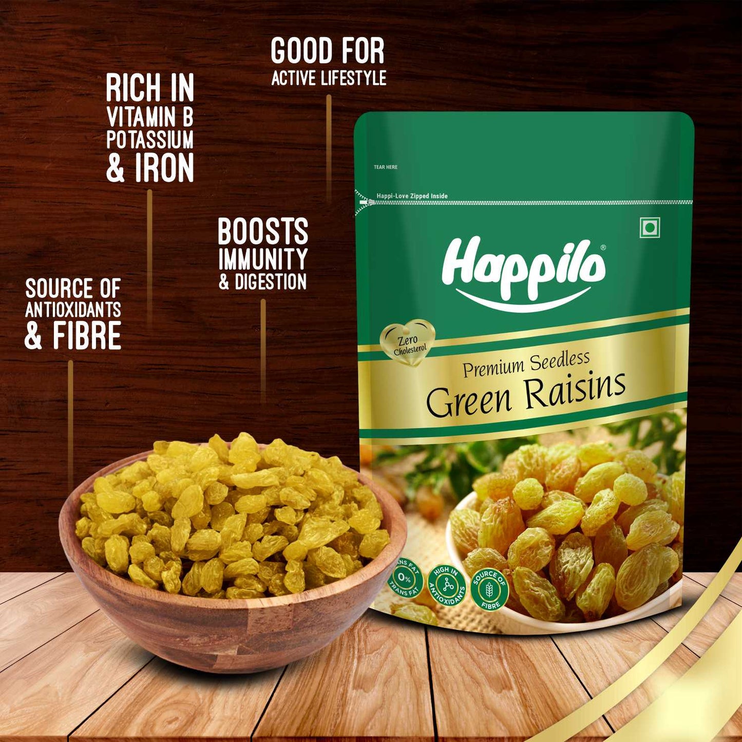 Happilo Premium Seedless Green Raisins