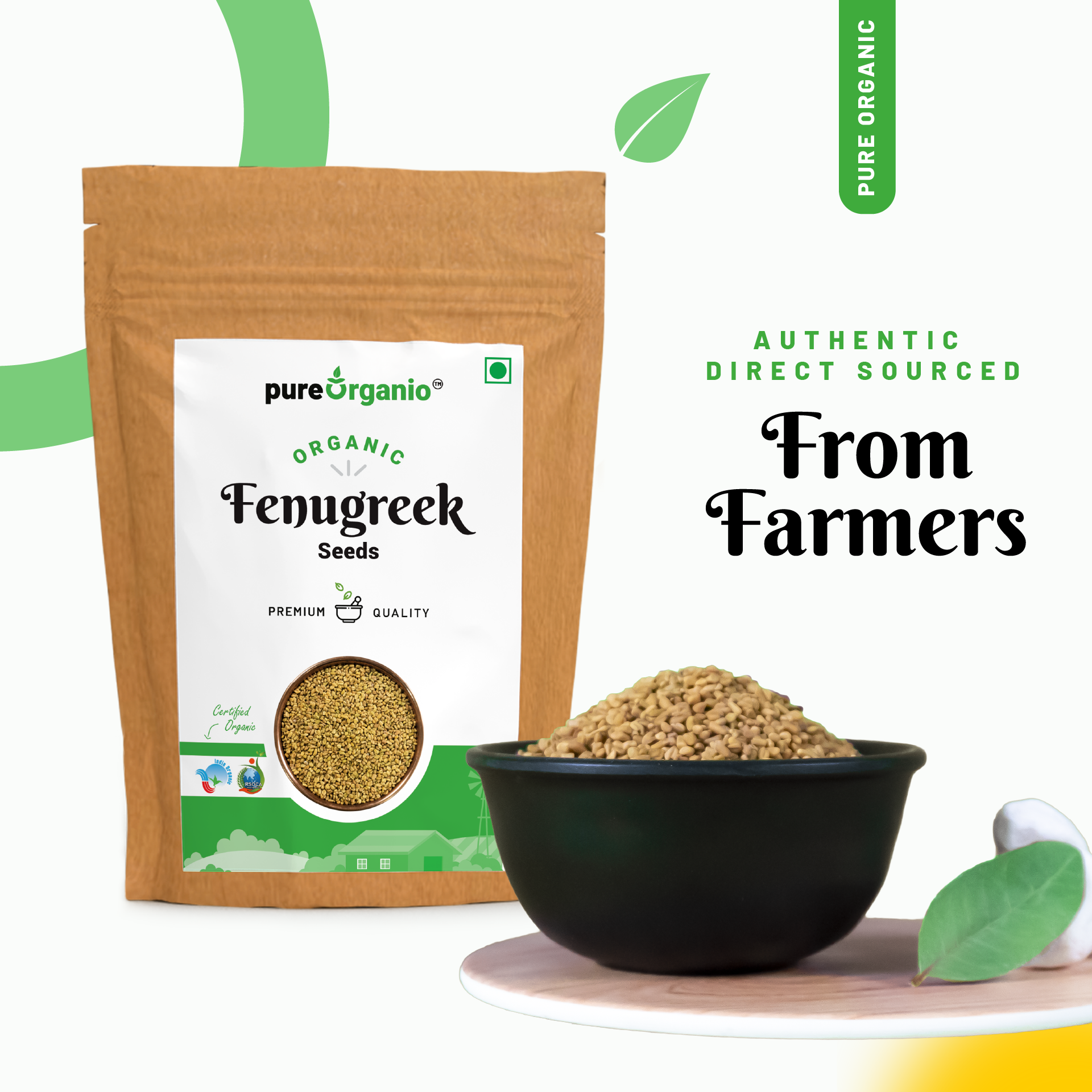 Pure Organio Organic Fenugreek Seeds Methi dana