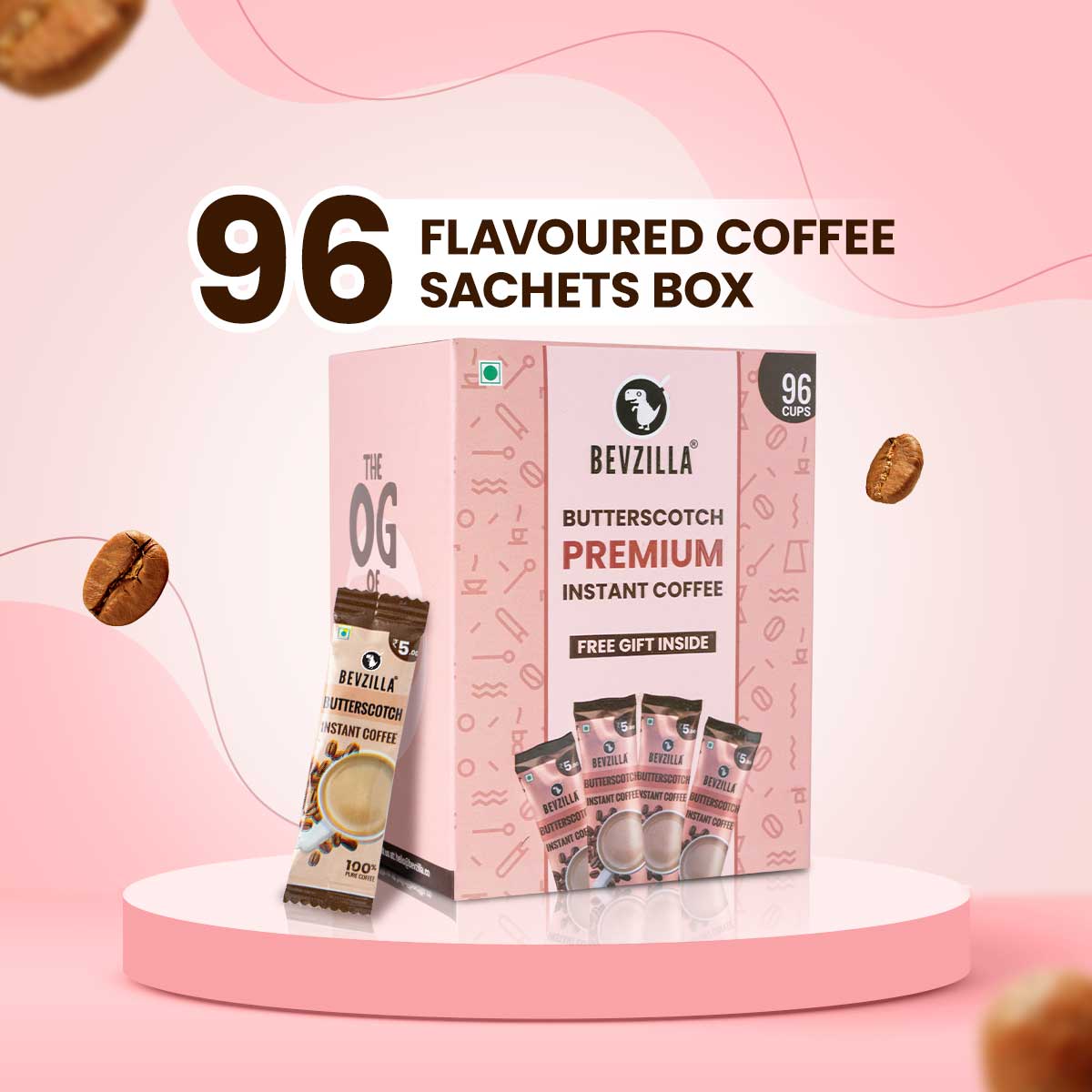 96 Butterscotch Coffee Sachets Box (Free Coffee Sachet Inside)