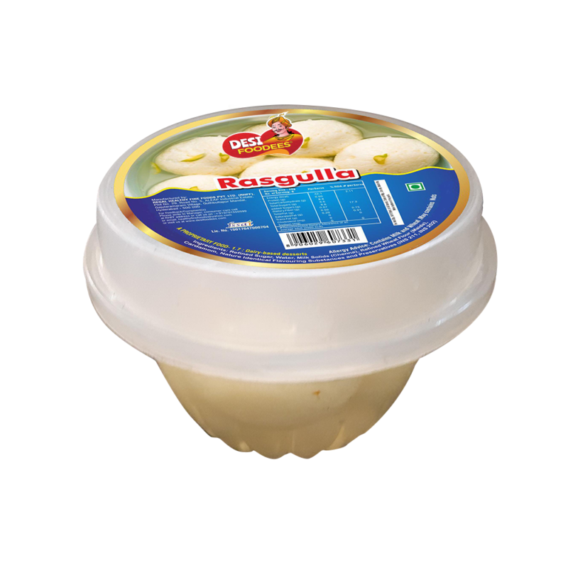 Single Rasgulla Desi Foodees Rasgulla Single Serve - 120 gms - Veeha Foods