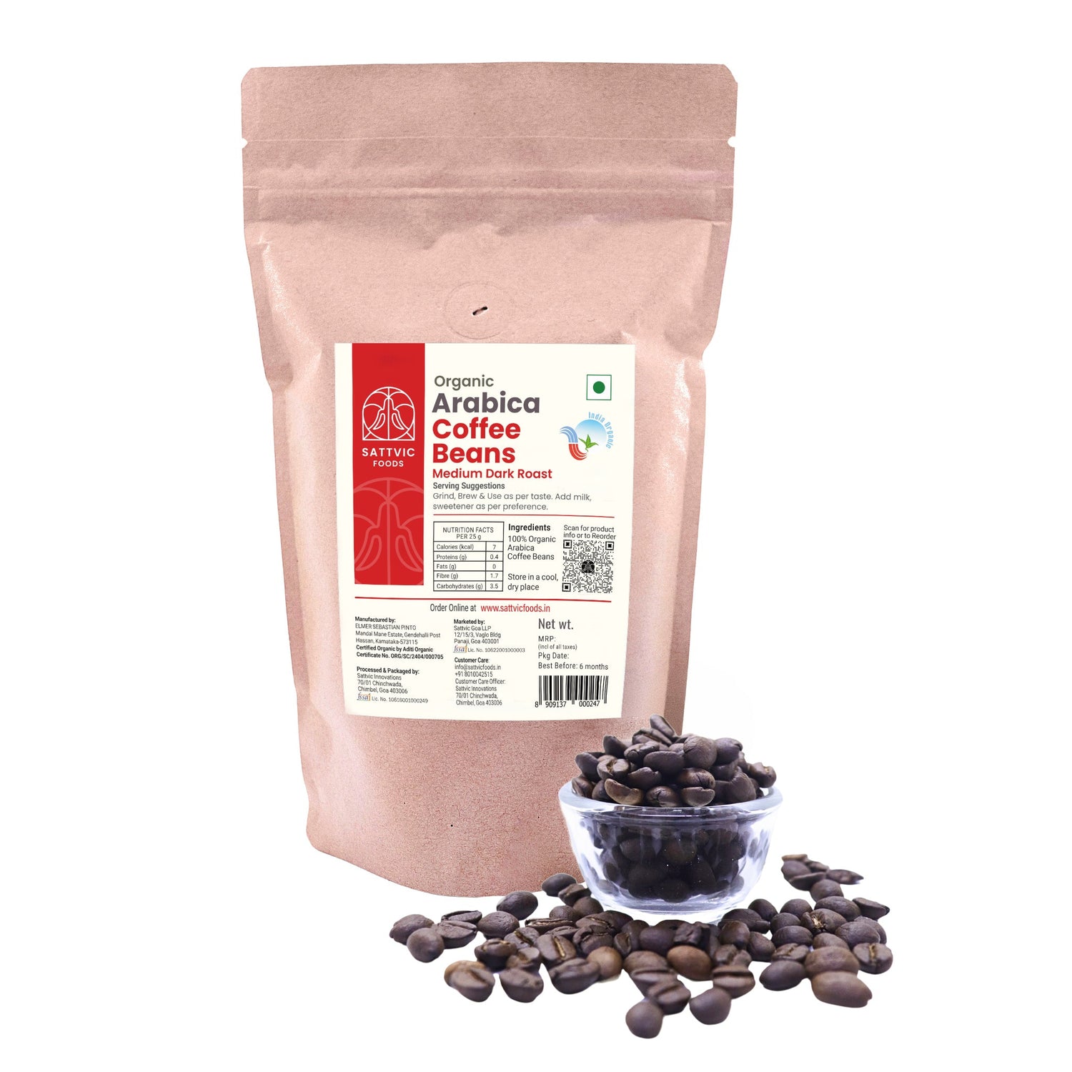 Organic Arabica Coffee Beans | Medium Dark Roast