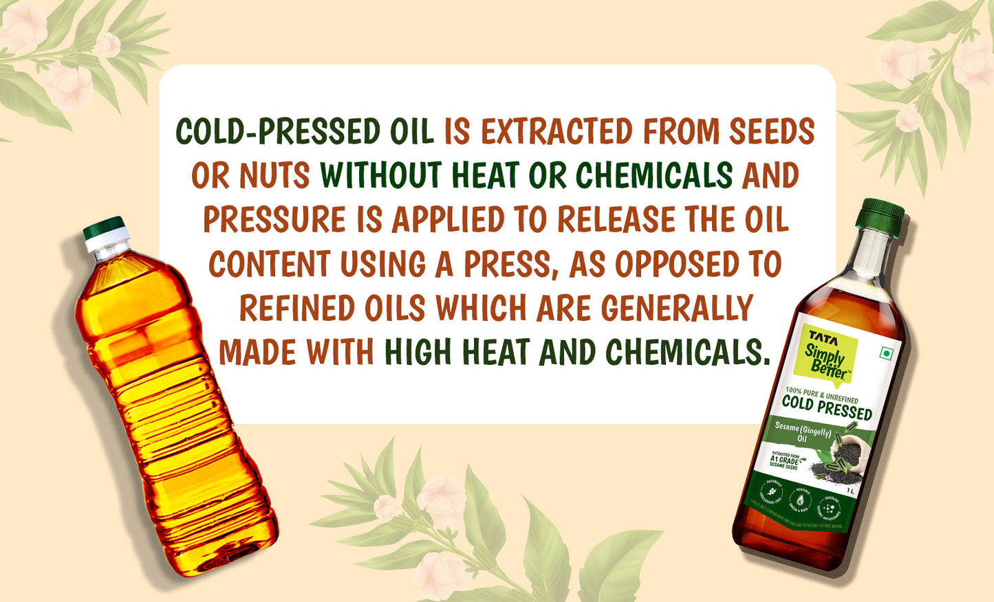 TATA SIMPLY BETTER SESAME OIL 1L 100% PURE and UNREFINED COLD PRESSED OIL