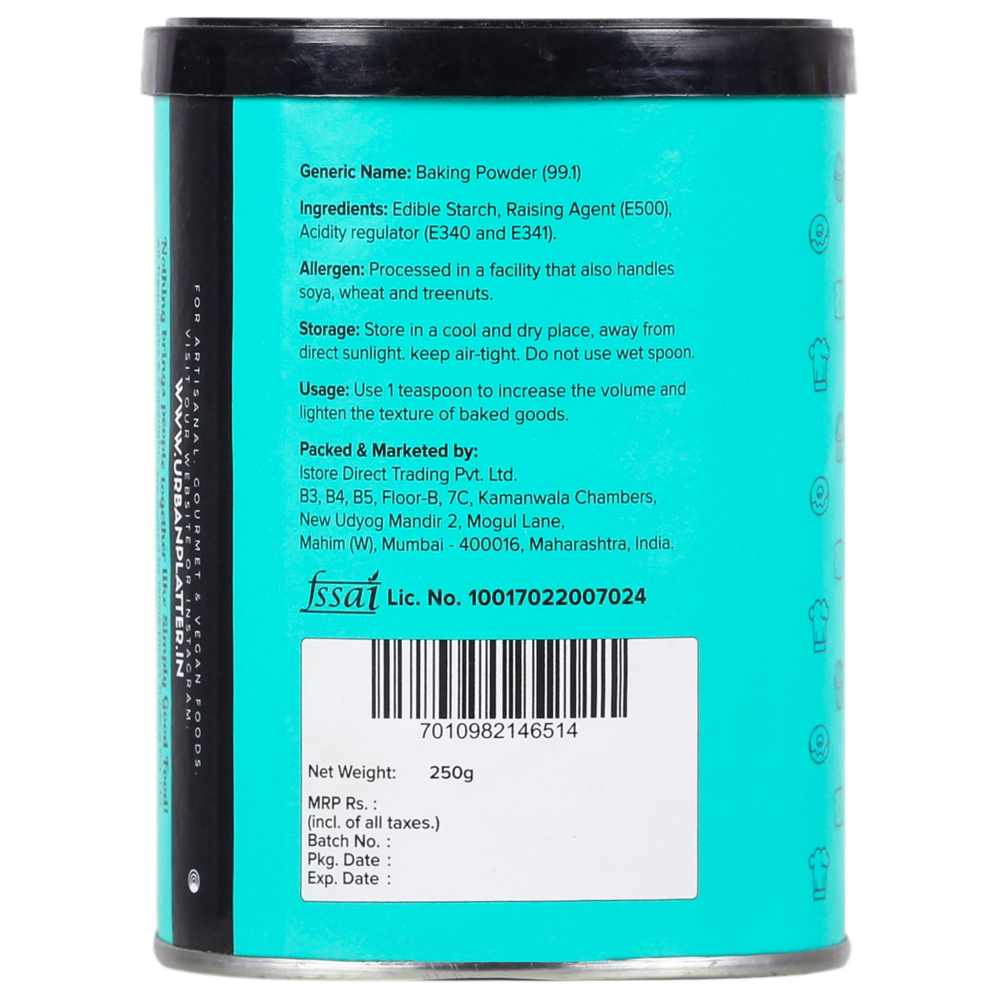 Urban Platter Aluminum-Free Baking Powder - 250 gms