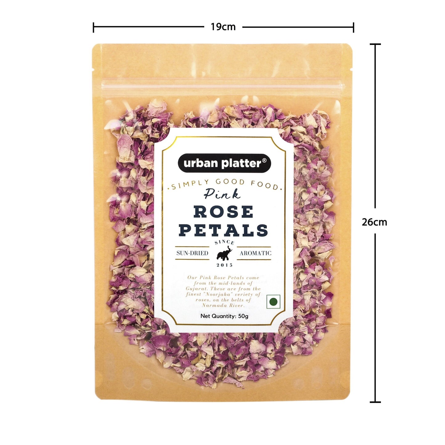 Urban Platter Dried Pink Rose Petals - 50 gms