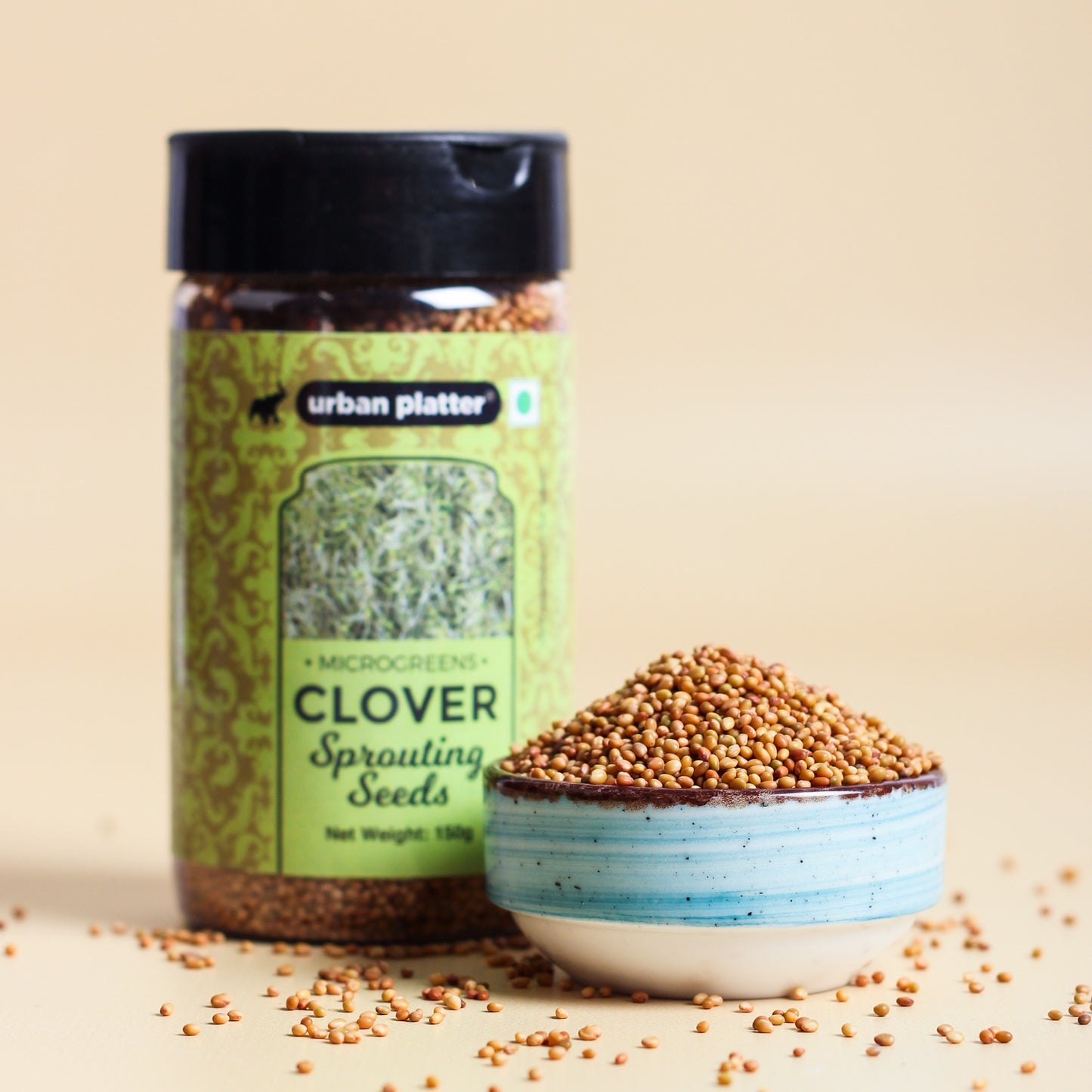 Urban Platter Microgreens Clover Sprouting Seeds Shaker Jar - 150 gms