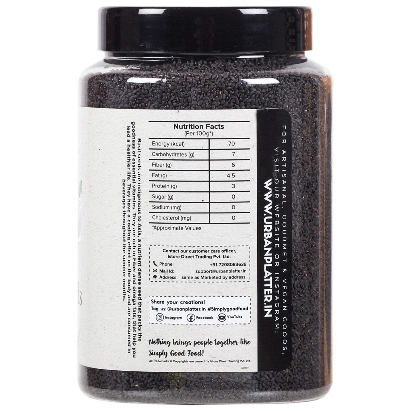 Urban Platter Basil Seeds (Sabja) Jar - 700 gms