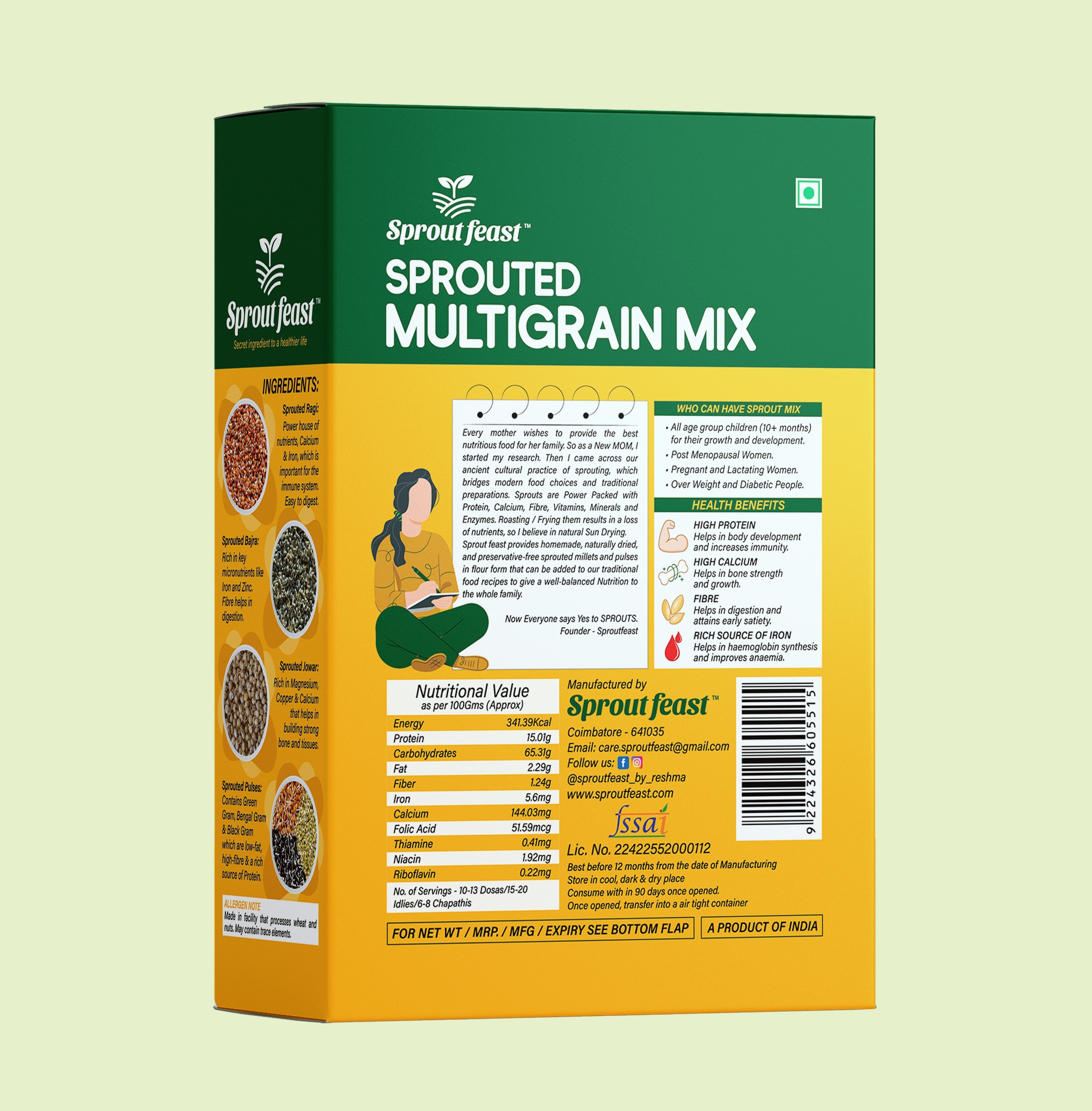 Spruted Mix Sprouted Feast Sprouted Multigrain Add on Mix Flour - Veeha Foods