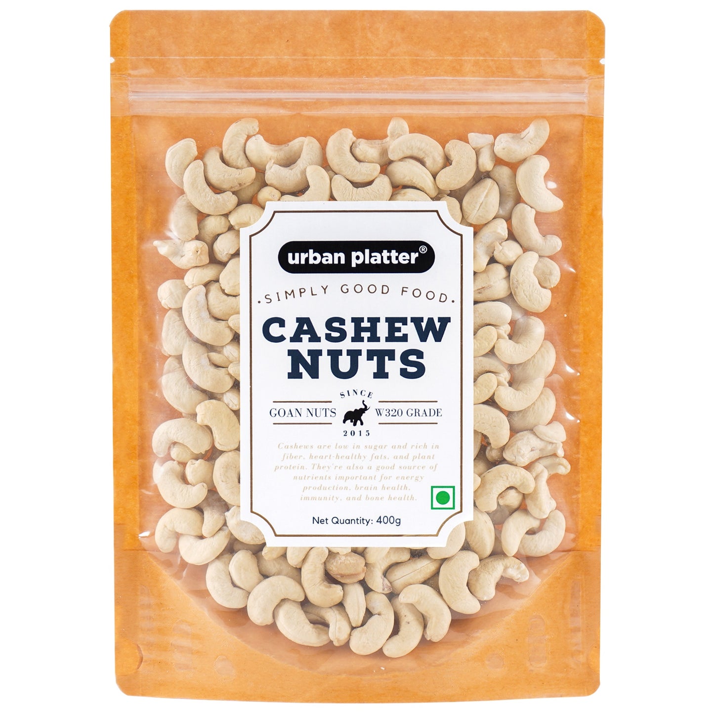 Urban Platter Goan Cashew Nuts (Grade: W320) - 400 gms