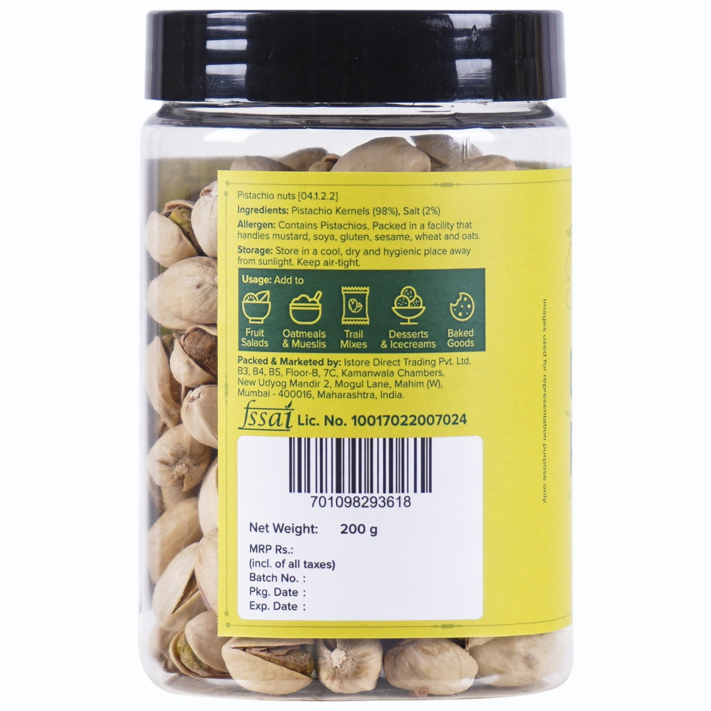 Urban Platter Roasted Salted California Pistachios - 200 gms