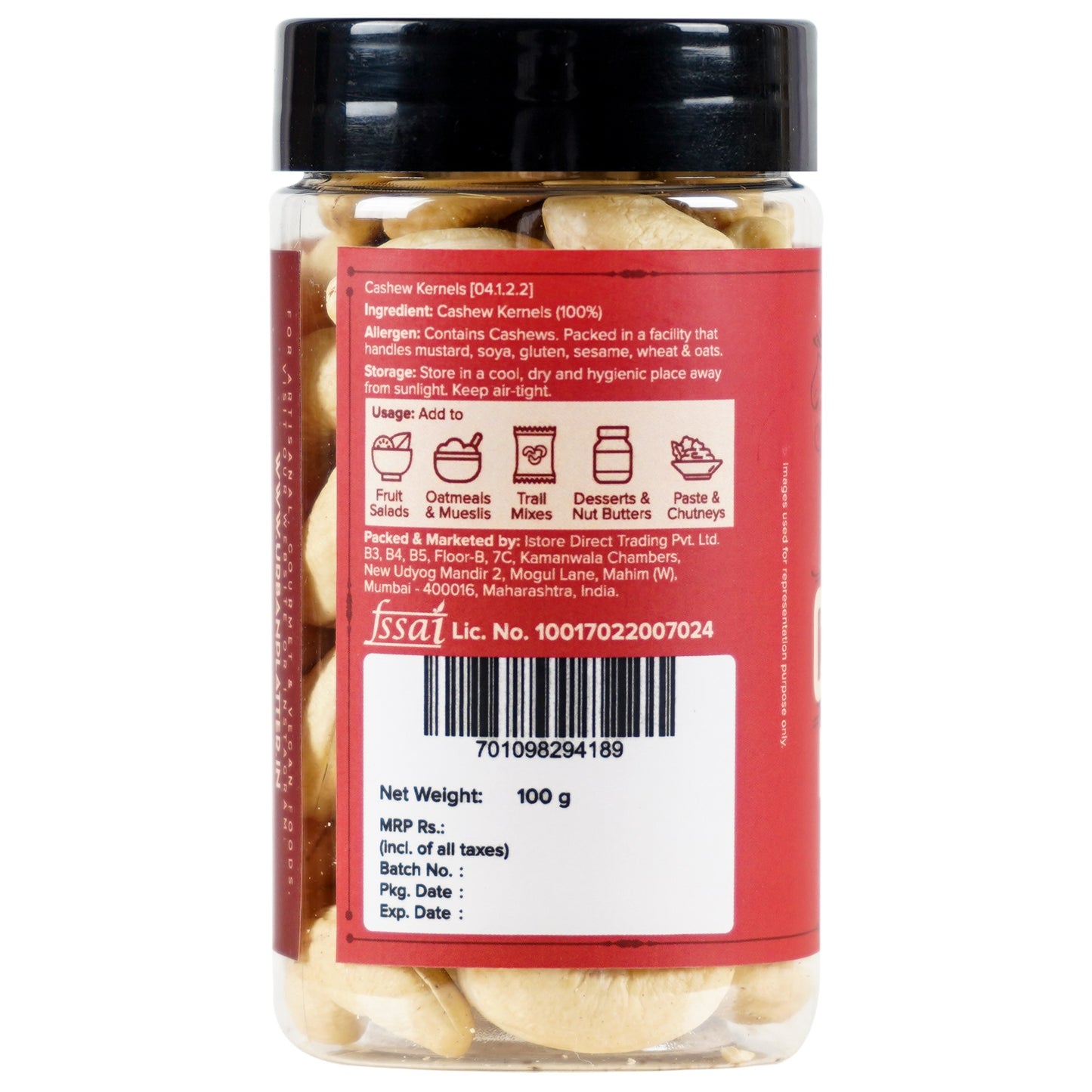 Urban Platter Bold Cashew Kernels (Grade W240) - 100 gms