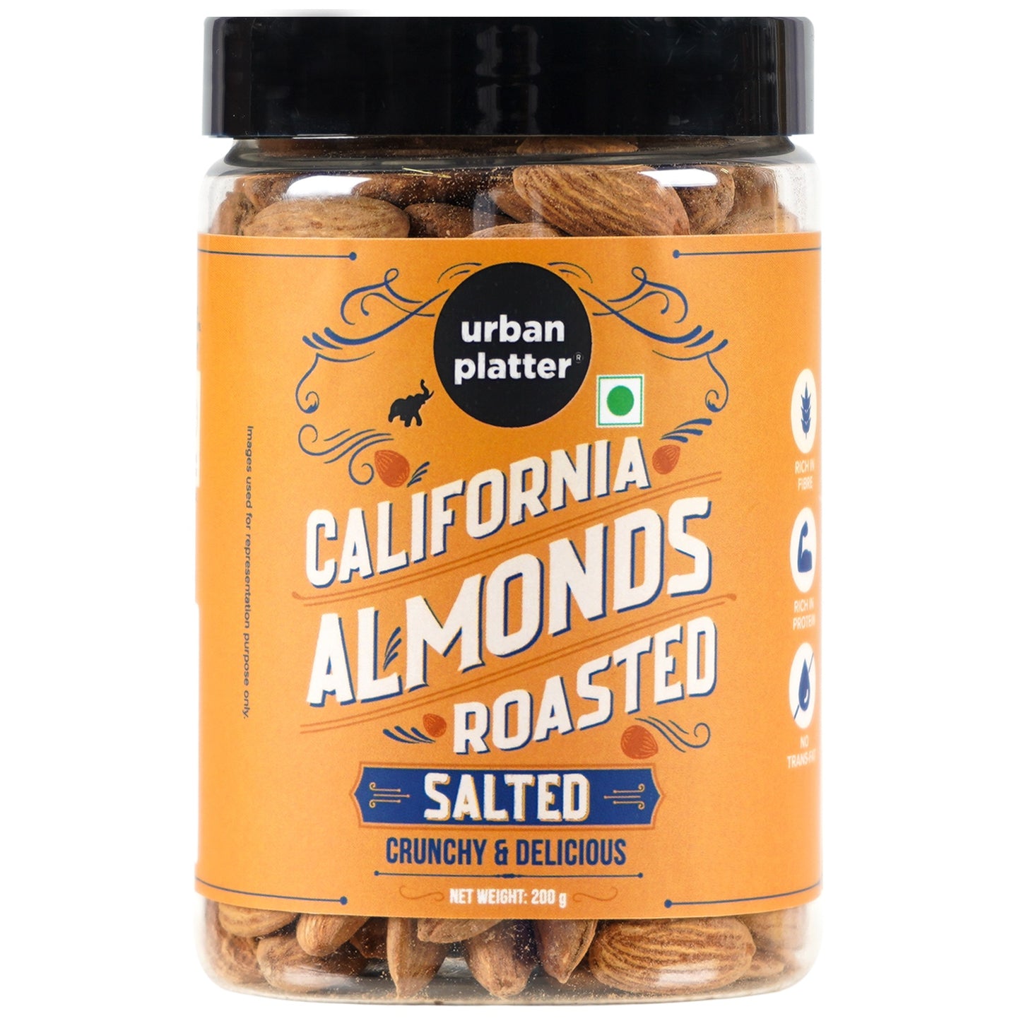 Urban Platter Roasted & Lightly Salted California Almonds - 500 gms