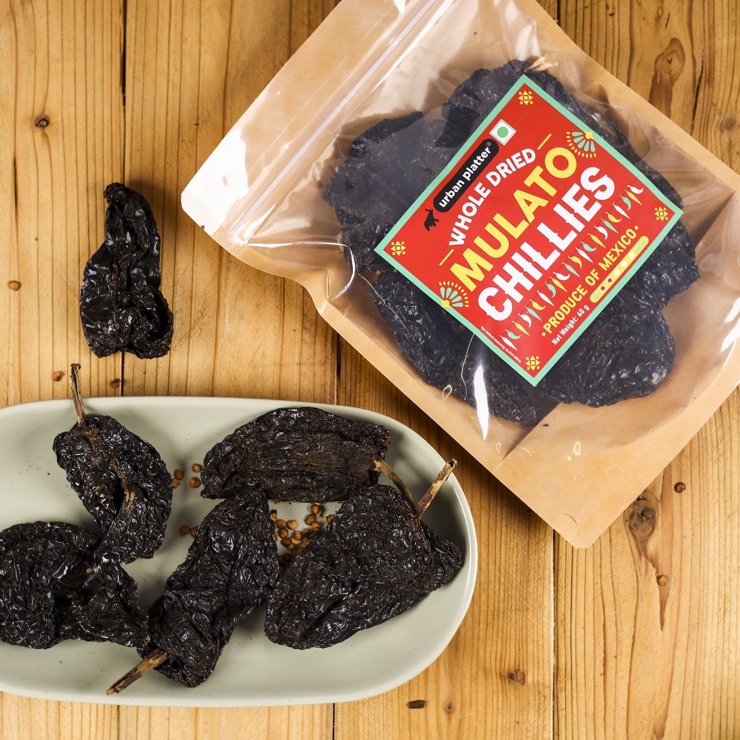 Urban Platter Whole Dried Mulato Chillies - 40 gms