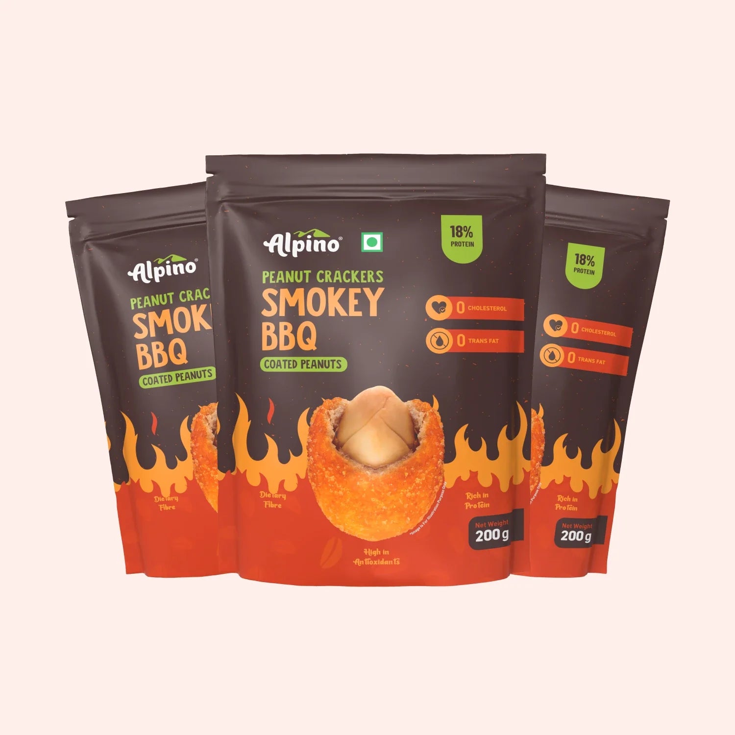 Alpino Peanut Crackers Smokey BBQ 600g (Pack Of 3)