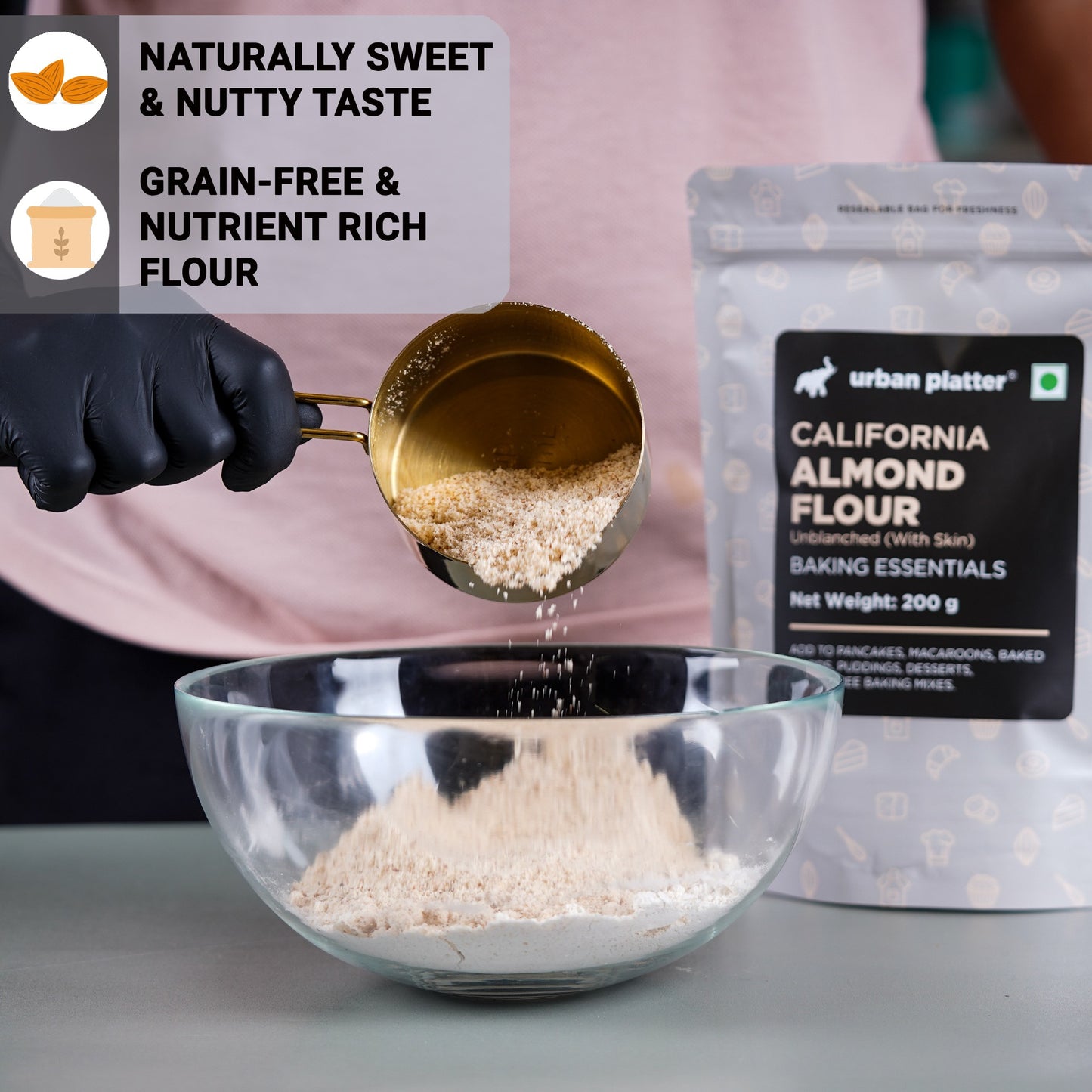 Urban Platter Natural Almond Flour - 200 gms