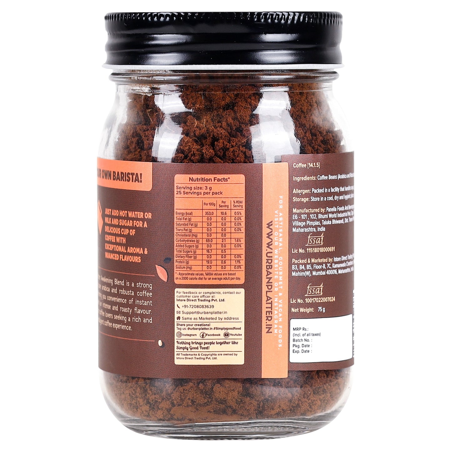 Urban Platter Instant Awakening Blend Coffee Powder - 75 gms