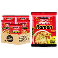 Urban Platter Instant Spicy Korean Ramen Noodles - 120 gms Each (Pack of 6)