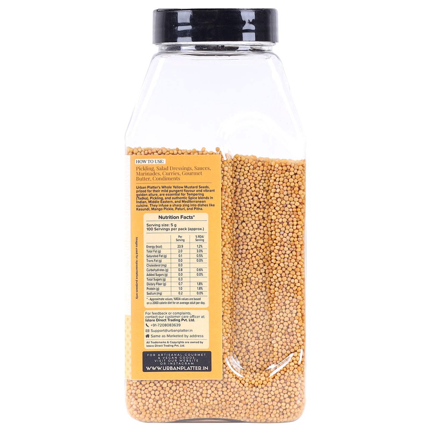 Urban Platter Whole Yellow Mustard Seeds - 500 gms