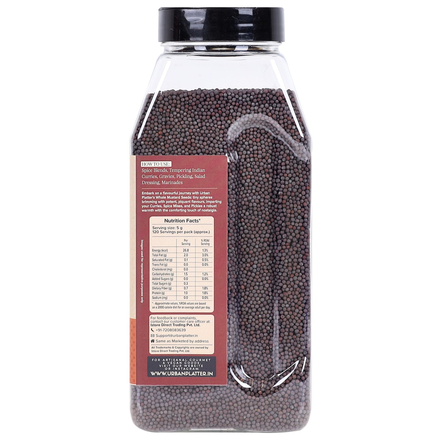 Urban Platter Whole Black Mustard seeds - 600 gms