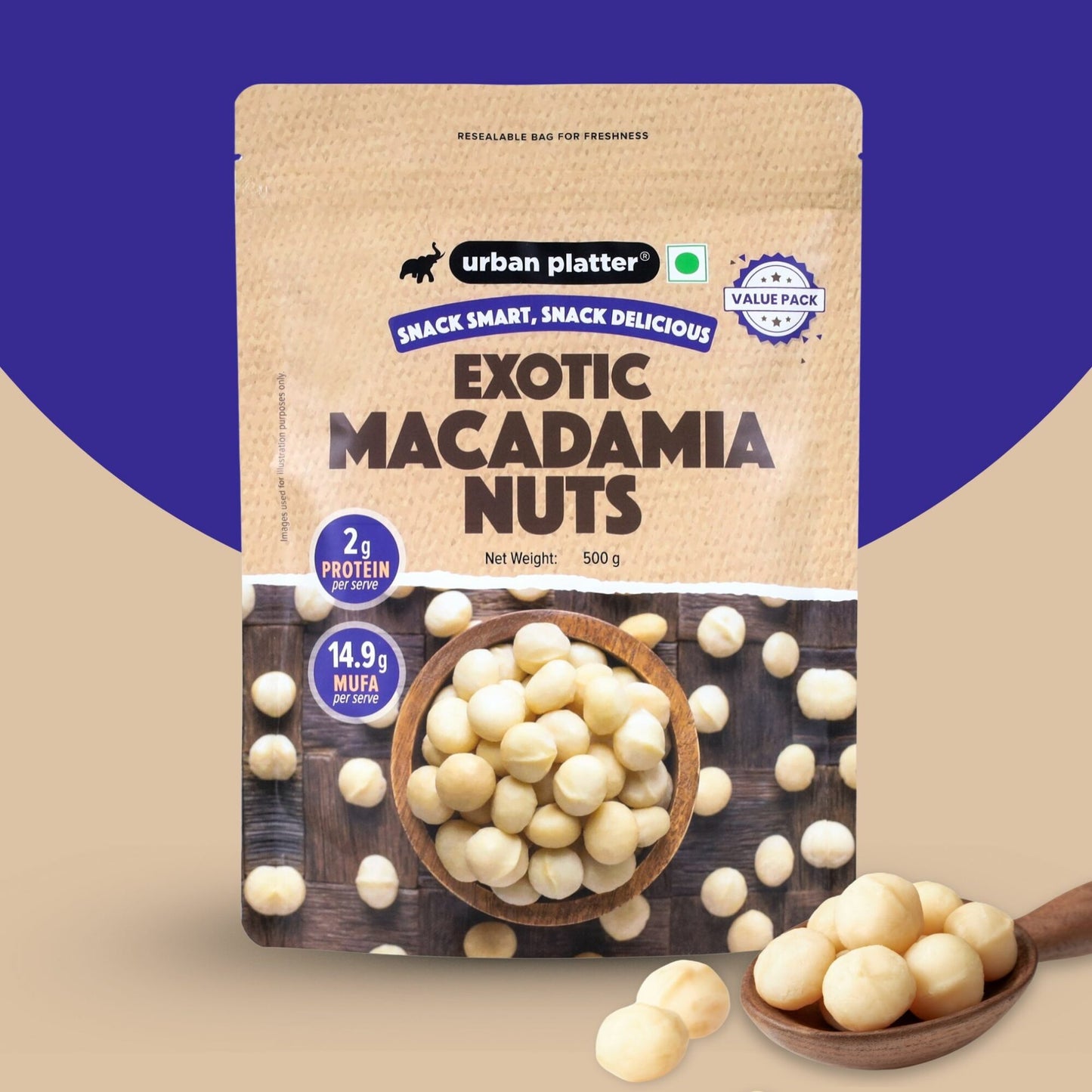 Urban Platter Bold and Exotic Macadamia Nuts - 500 gms