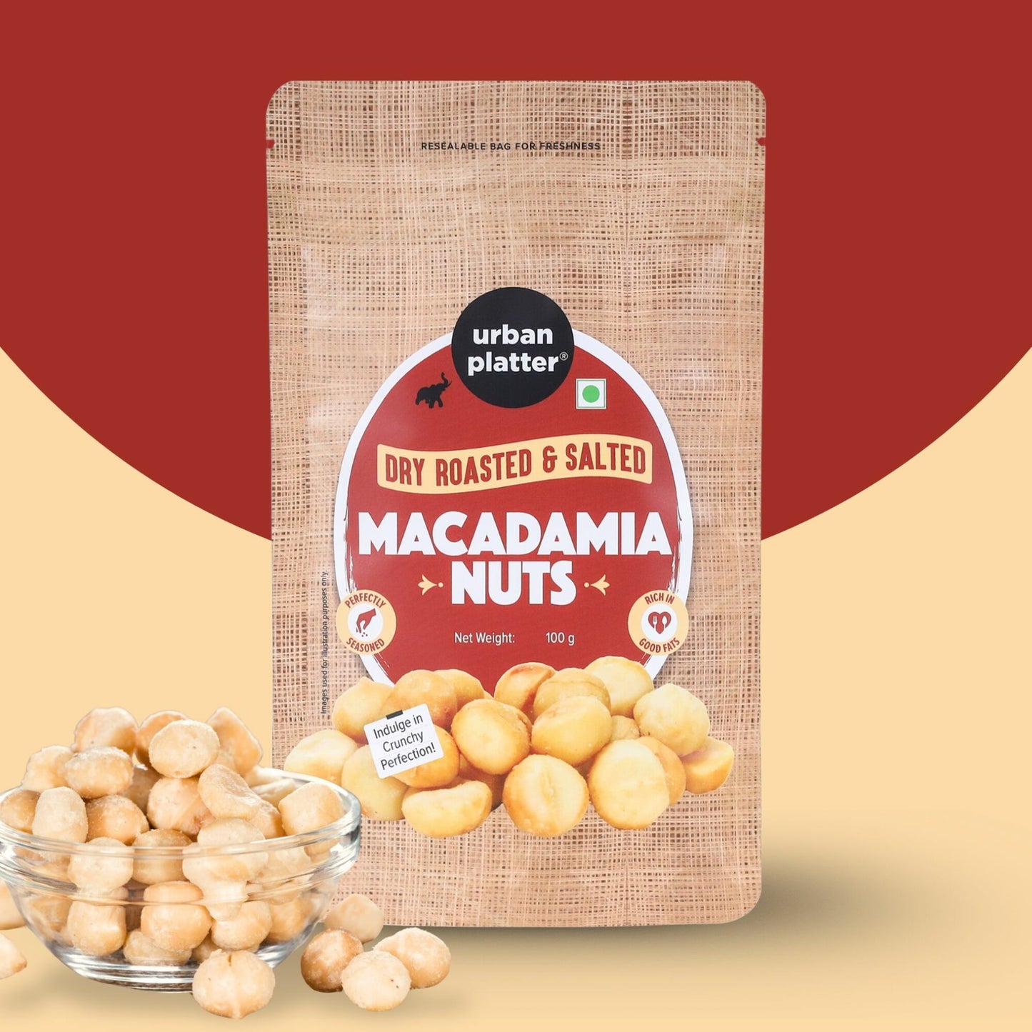 Urban Platter Roasted Salted Macadamia Nuts - 100 gms