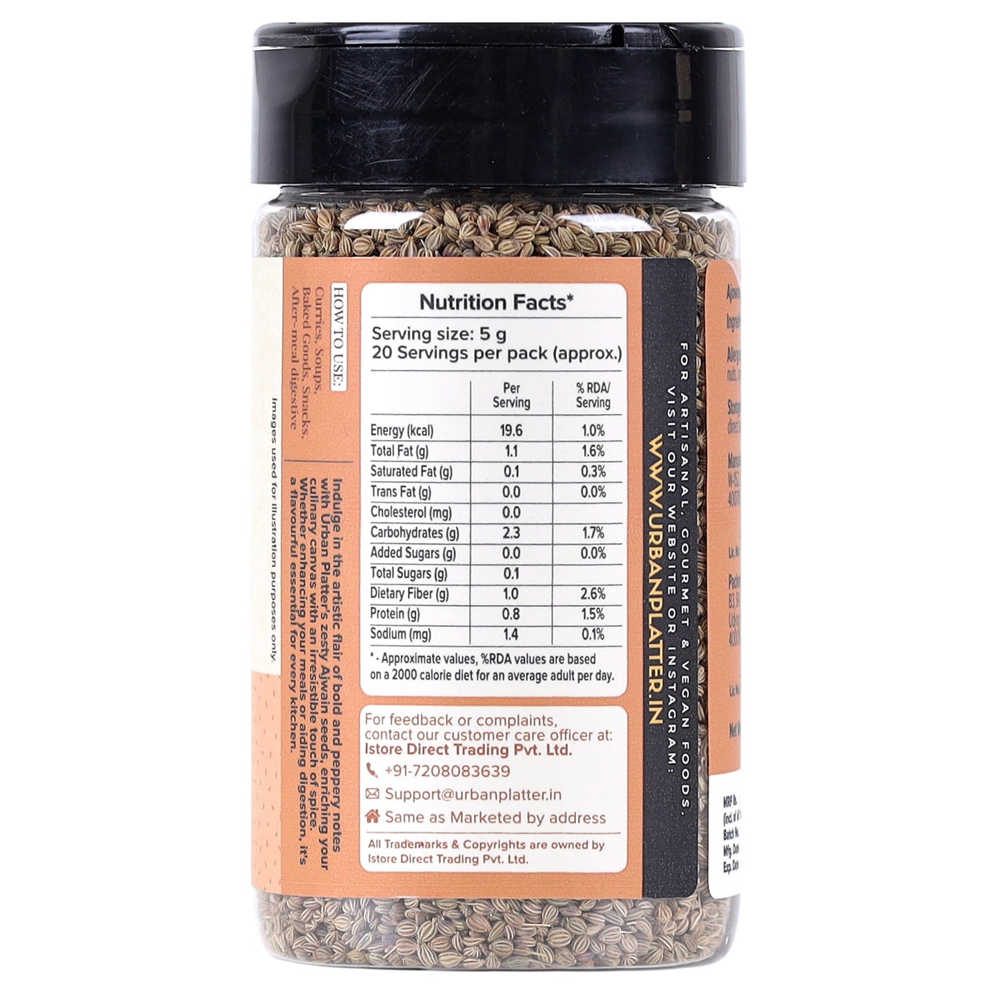 Urban Platter Whole Ajwain Seeds Shaker Jar - 100 gms