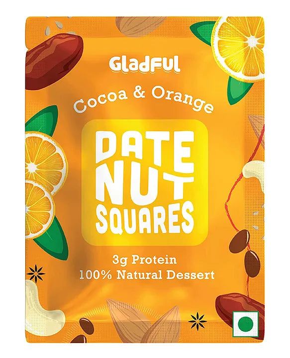 Gladful Date Nut Squares Cocoa and Orange - 8 Bars