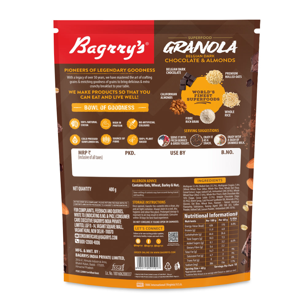 Granola - Belgian Dark Chocolate & Almonds, 400g