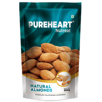 Pureheart Nutreat Natural Almonds (80 gm) Premium California Almond Nuts/Dry Fruit, Crunchy & Delicious Dried Badam, Resealable Pouch