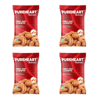 Pureheart Nutreat Fiery Hot Cashews - Natural Premium Spicy Roasted Whole Cashew Nuts/Kaju Dry Fruit, Crunchy & Delicious Chili Cashews - Resealable Pouch