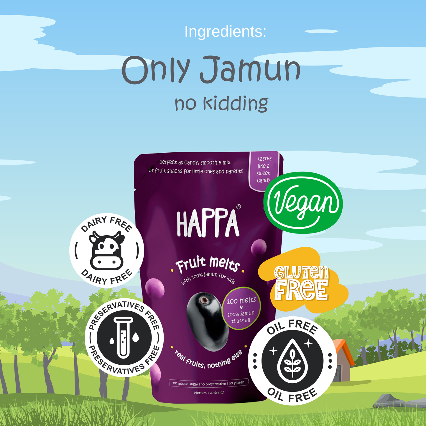 Happa Jamun Melts for little ones, made with 100% Blackberry & nothing else. No added flavour or Sugar!