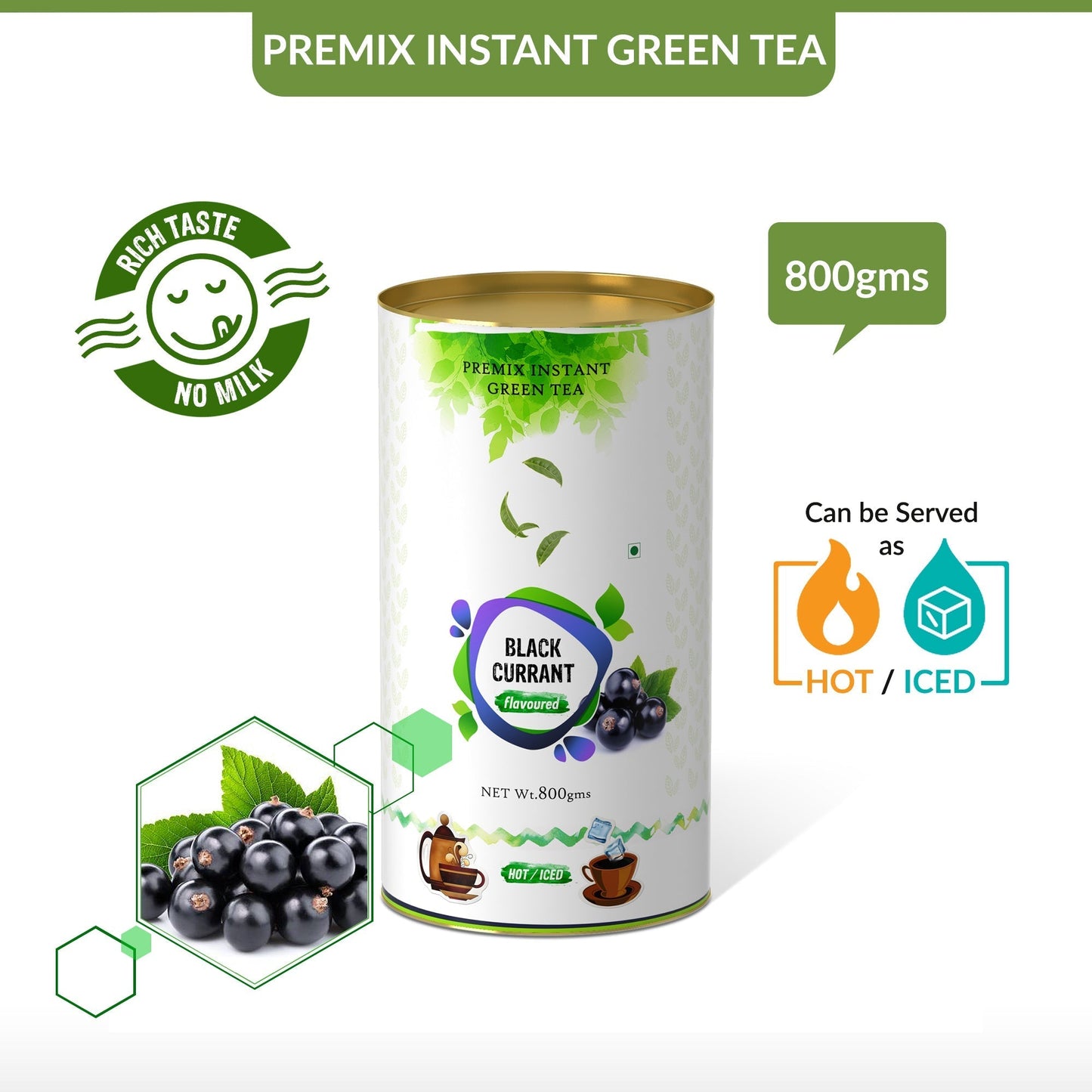 Black Currant Flavored Instant Green Tea