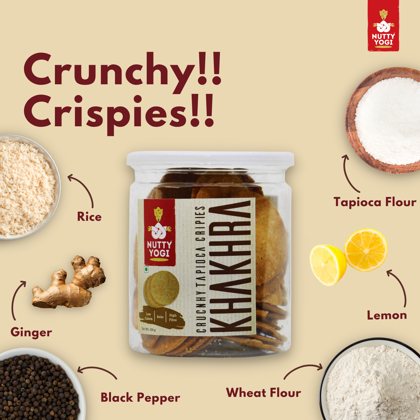 Nutty Yogi Crunchy Tapioca Khakhra Crispies