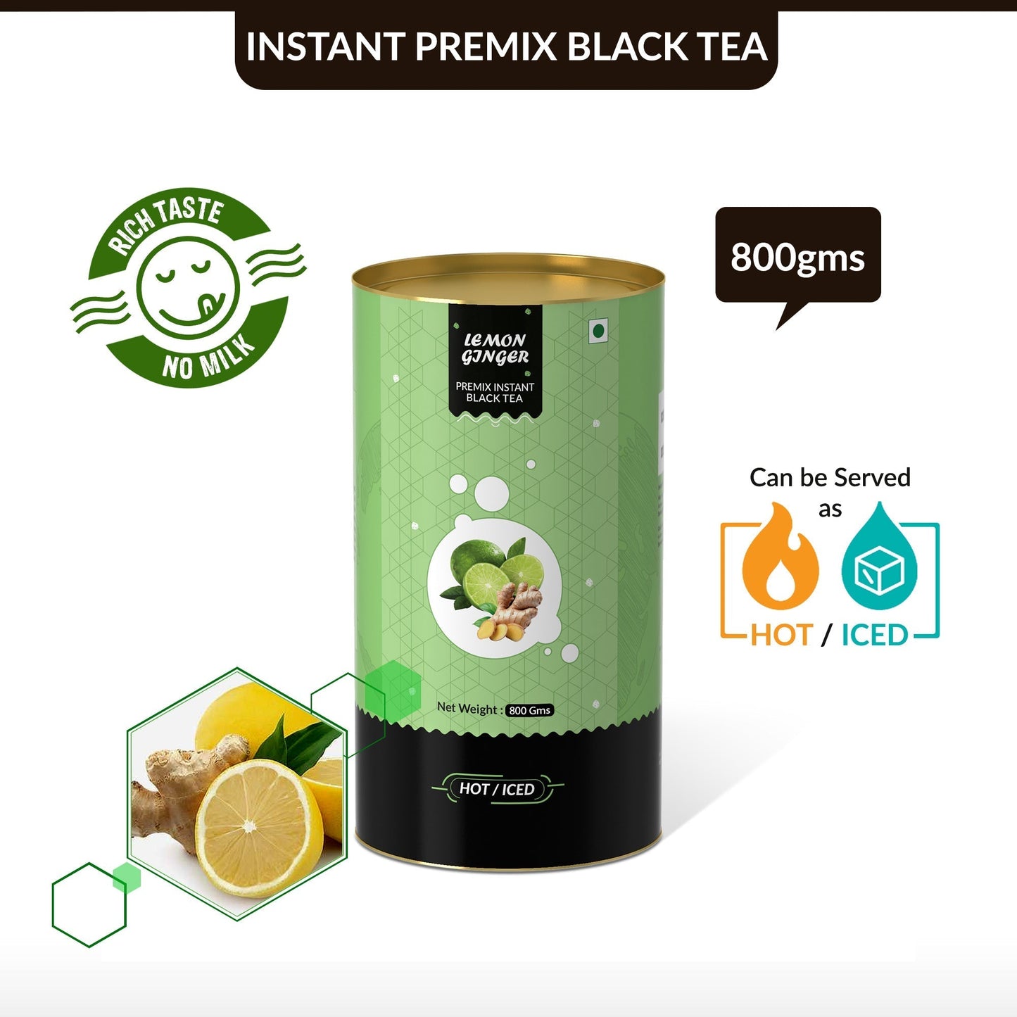 Lemon Ginger Flavored Instant Black Tea