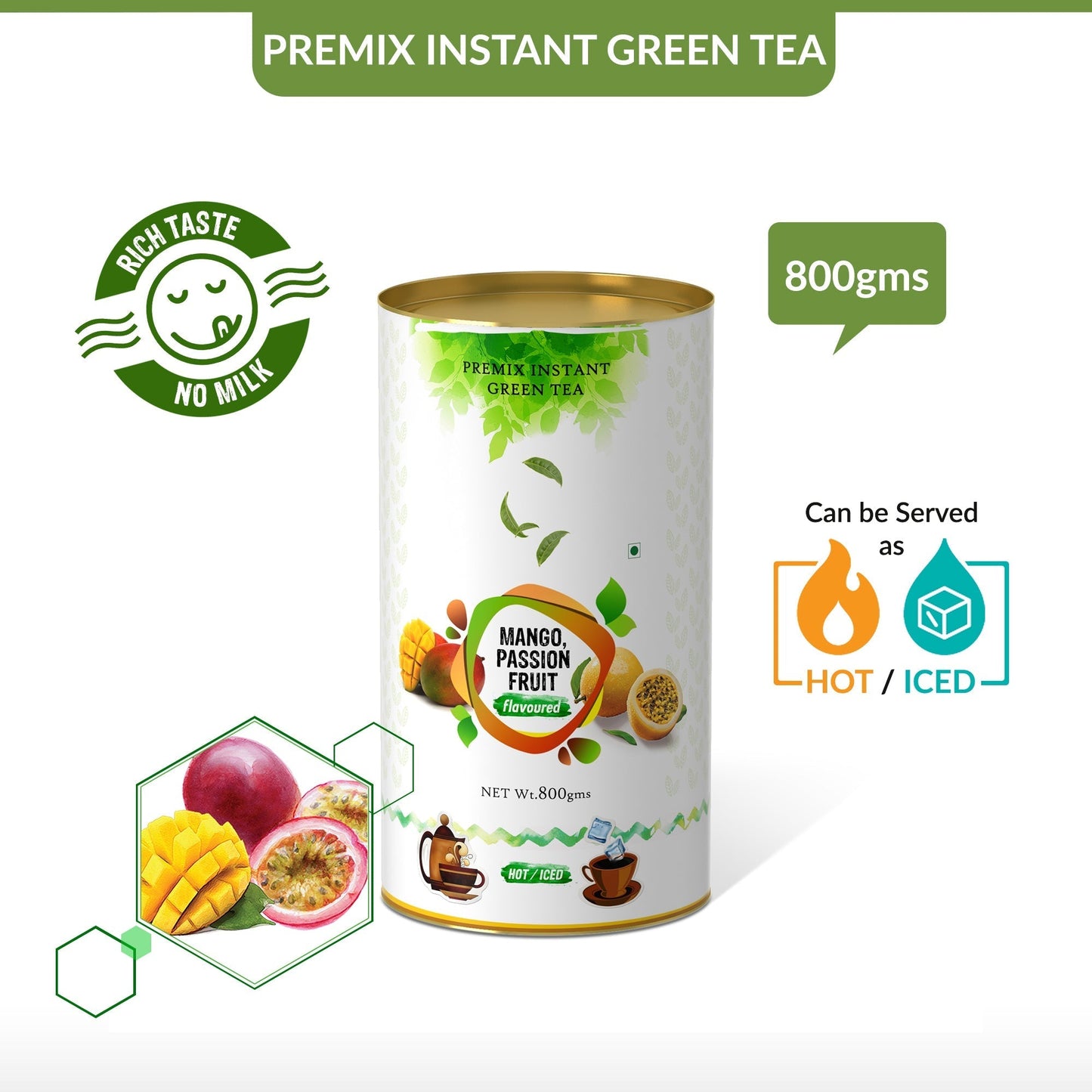 Mango Passion Fruit Flavored Instant Green Tea