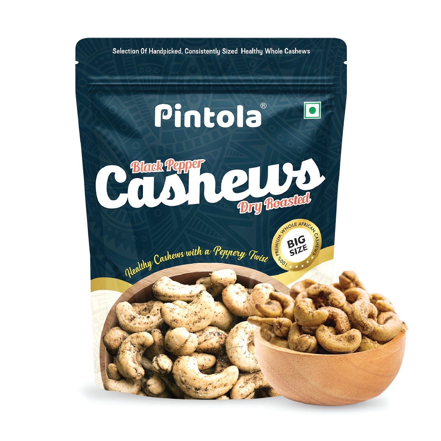 Premium Cashews Black Pepper flavoured | Dry Roasted