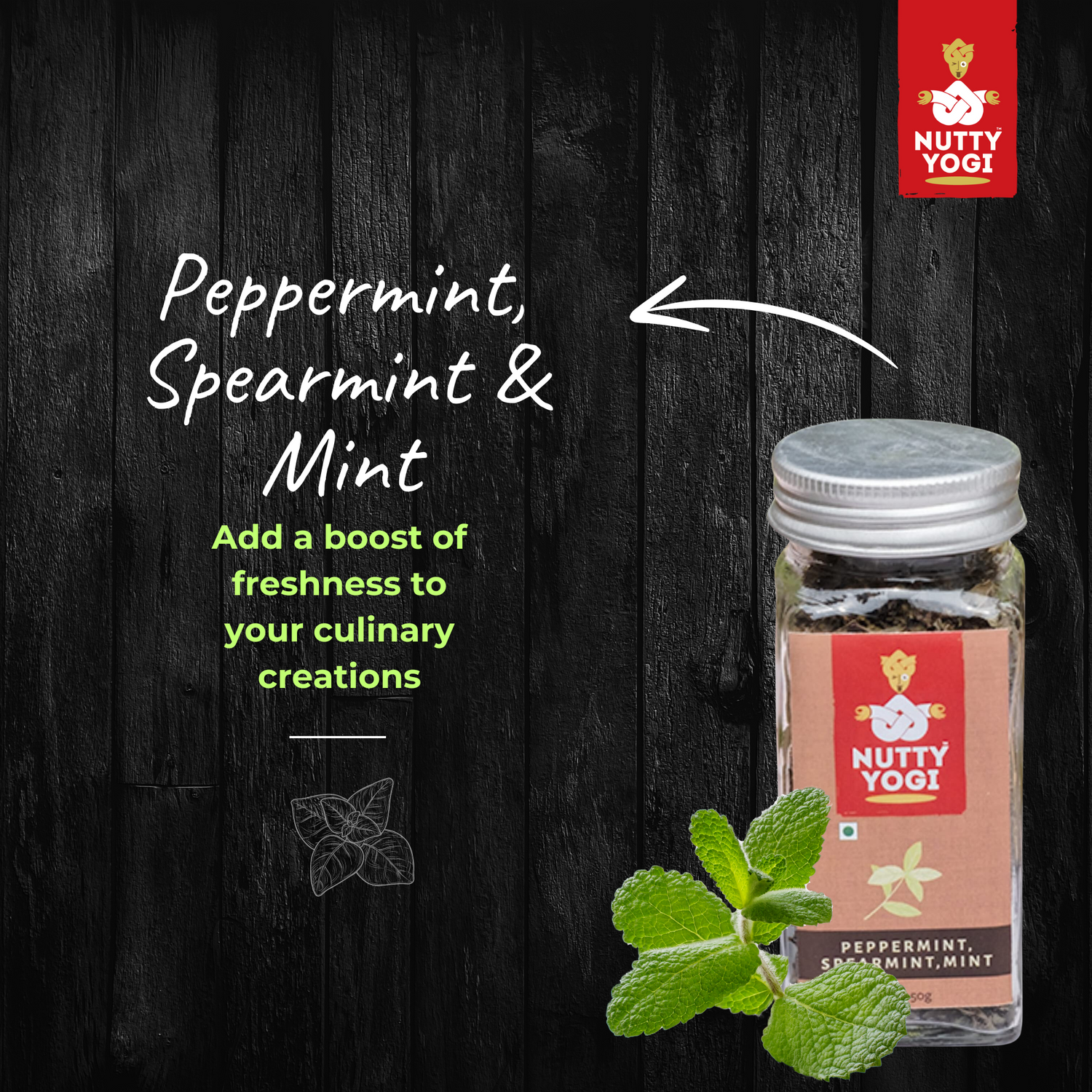 Nutty Yogi Peppermint, Spearmint & Mint - 35 gm