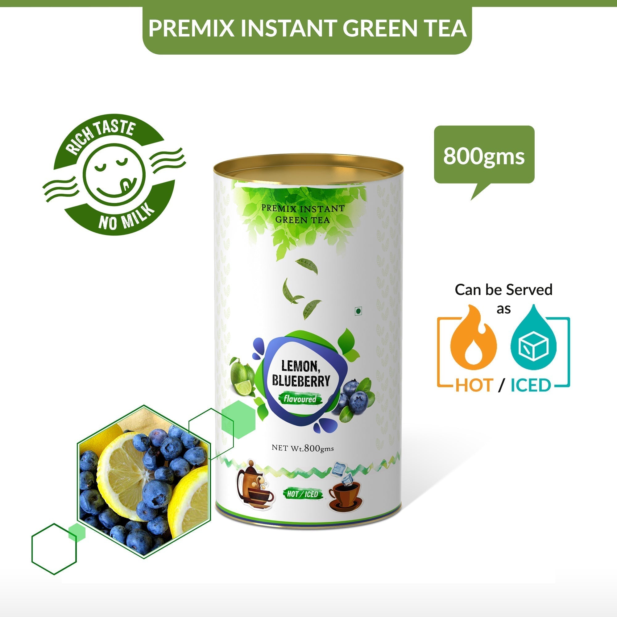 Lemon Blueberry Flavored Instant Green Tea
